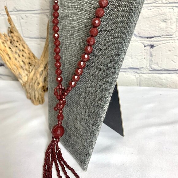 Stefanel Vintage Plum Faceted Bead Y Necklace - Picture 5 of 7